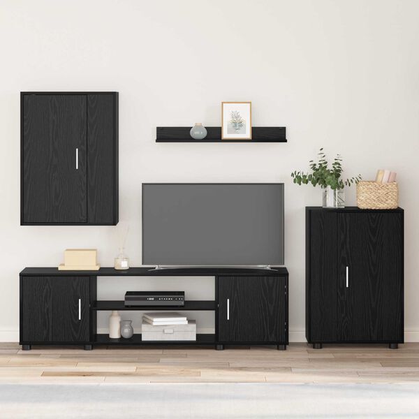 vidaXL Telerikapi komplekt 4 pcs Must tamm Tehispuit