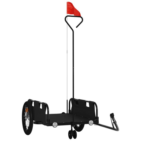 vidaXL ratta j&auml;relk&auml;ru, must, oxford kangas/raud