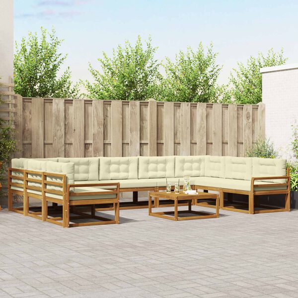 vidaXL V&auml;li diivanikomplekt padjaga 10 pcs Looduslik ja kreem