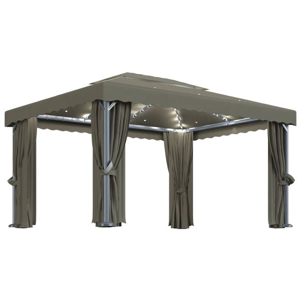 vidaXL varikatus, kardin, LED-nöörvalgusti 4x3 m pruunikas