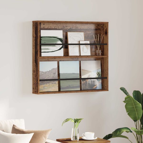 vidaXL Ajakirja riiul riiuliga Vana puit 80 x 12 x 70 cm Tehispuit