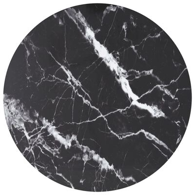 vidaXL lauaplaat, must Ø80x1 cm, karastatud klaas marmordisain