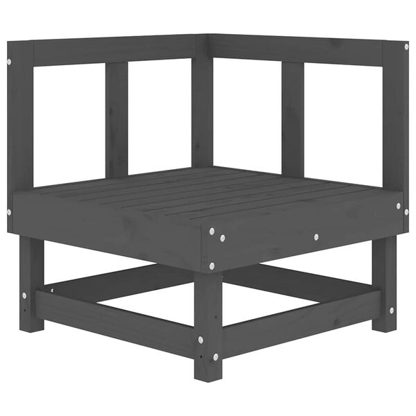 vidaXL nurgadiivan patjadega, hall, männipuit