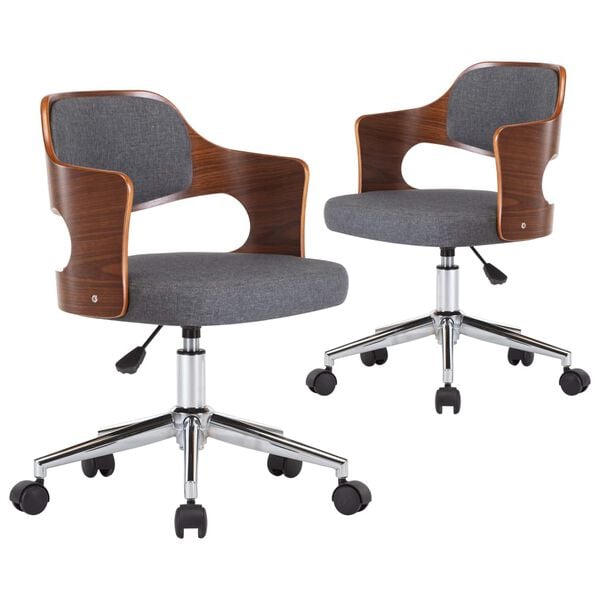 vidaXL pöörlevad söögitoolid 2 tk, hall, painutatud puit ja kangas