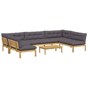 vidaXL 6 T&uuml;kk Aia pallet sohva &uuml;ksused Tugev akatsiapuu Helepruun