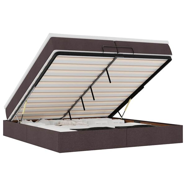 vidaXL Ottomani voodiraam madratsitega, tumepruun, 200x200cm, kangas