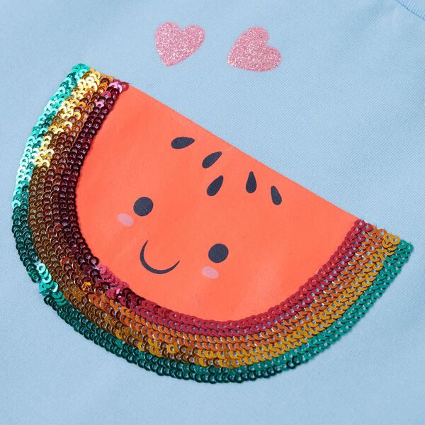 Volangidega laste T-särk, helesinine, 104