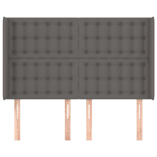 vidaXL voodipeats servadega, hall, 147x16x118/128 cm, kunstnahk