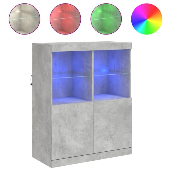 vidaXL puhvetkapp LED-tuledega, betoonhall, 81 x 37 x 100 cm