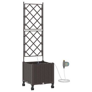 vidaXL Aiakonteiner Kastmise ja Ratastega Pruun 40 x 40 x 148 cm PP