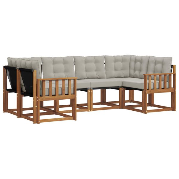 vidaXL V&auml;li diivanikomplekt padjaga 6 pcs Looduslik ja Hele Hall