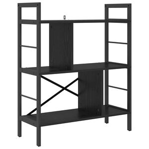 vidaXL Raamatukapp 5 tasandit 75 x 30 x 91 cm Tehispuit Must tamm