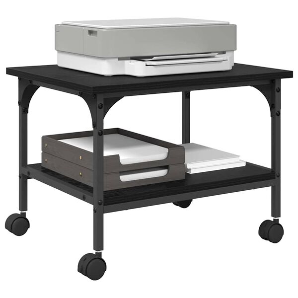 vidaXL Printeri alus Must tamm 50 x 40 x 38 cm Tehispuit