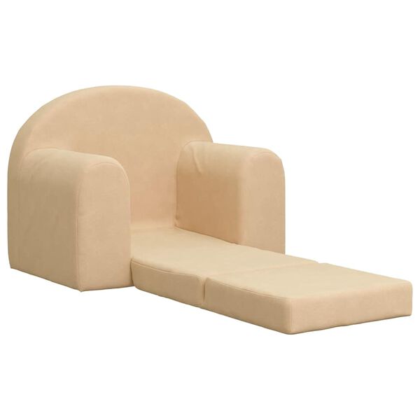 vidaXL laste diivanvoodi, kreemjas, pehme pl&uuml;&uuml;s