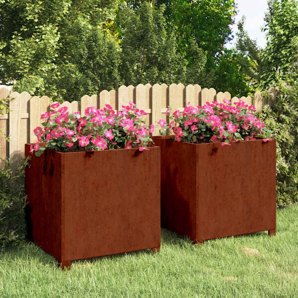 vidaXL jalgadega taimekastid, 2 tk, rooste, 50x50x50 cm, Corten teras