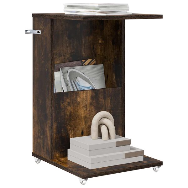 vidaXL K&uuml;lglaud rattaga Suitsetatud tamm 40 x 35 x 60 cm Tehispuit