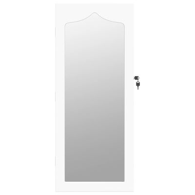 vidaXL seinale kinnitatav peegliga ehetekapp, valge, 37,5x10x90 cm