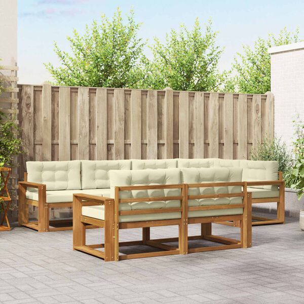 vidaXL V&auml;li diivanikomplekt padjaga 7 pcs Looduslik ja kreem