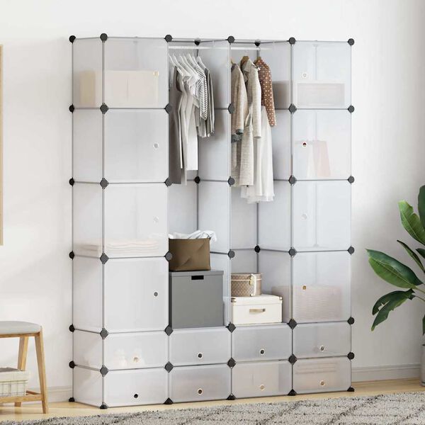 vidaXL modulaarne kapp 18 sektsiooni, valge 37 x 146 x 180,5 cm