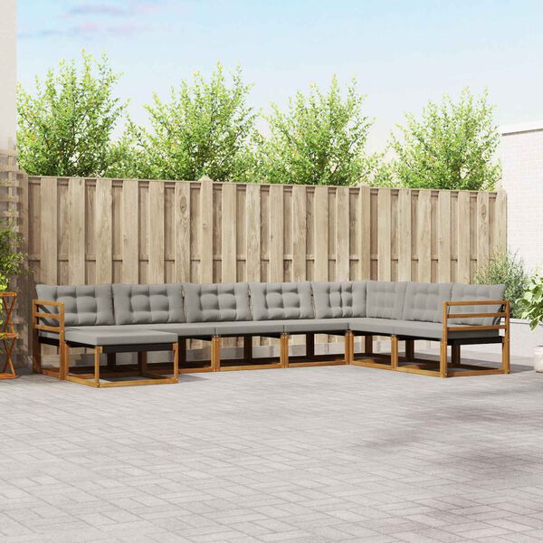 vidaXL V&auml;li diivanikomplekt padjaga 8 pcs Looduslik ja Hele Hall