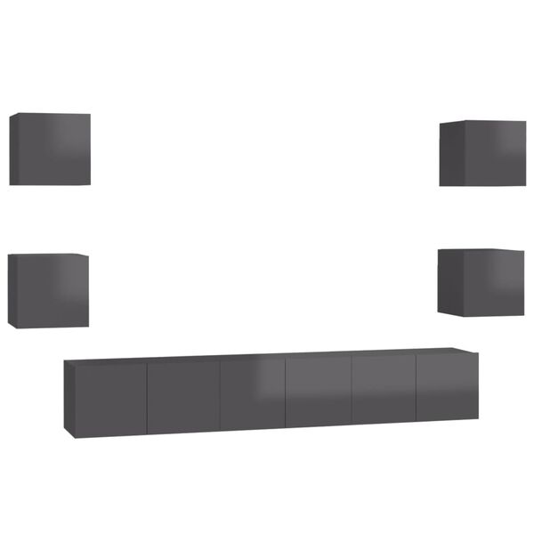 vidaXL 7-osaline telerikappide komplekt, hall, puitlaastplaat