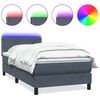 vidaXL kontinentaalvoodi madrats ja LED, tumehall, 80x220 cm, samet