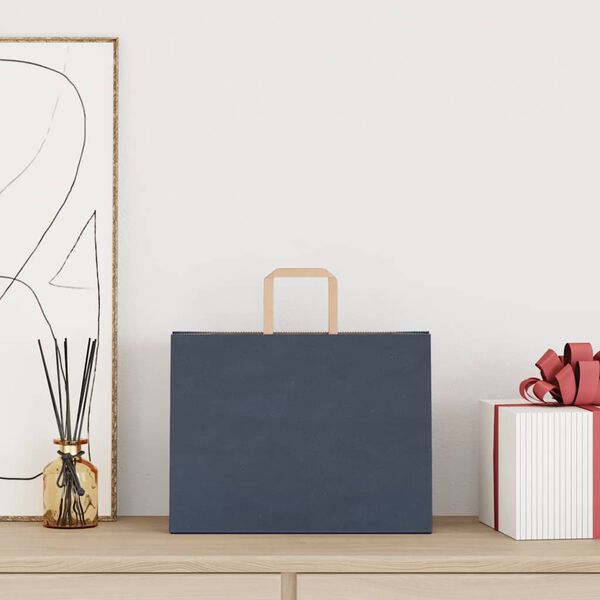 vidaXL paberkotid, 50 tk, k&auml;epidemetega, sinine, 32x17x25 cm