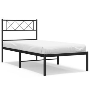 vidaXL metallist voodiraam peatsiga, must, 75x190 cm