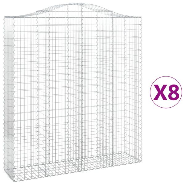 vidaXL kaarekujulised gabioonkorvid 8 tk, 200x50x220/240 cm, raud