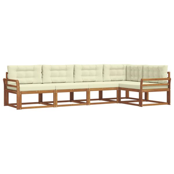 vidaXL V&auml;li diivanikomplekt padjaga 5 pcs Looduslik ja kreem