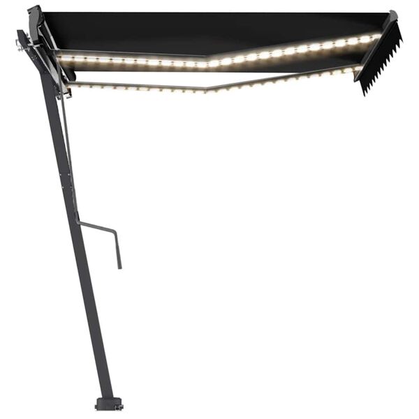 vidaXL k&auml;sitsi sisset&otilde;mmatav varikatus LEDiga 300 x 250 cm antratsiit