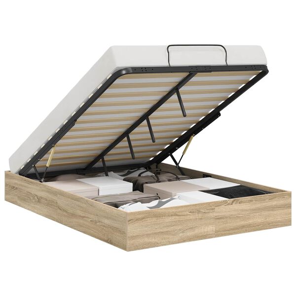 vidaXL Ottomani voodiraam Sonoma tamm 193 x 140 x 25 cm T&ouml;&ouml;deldud puit