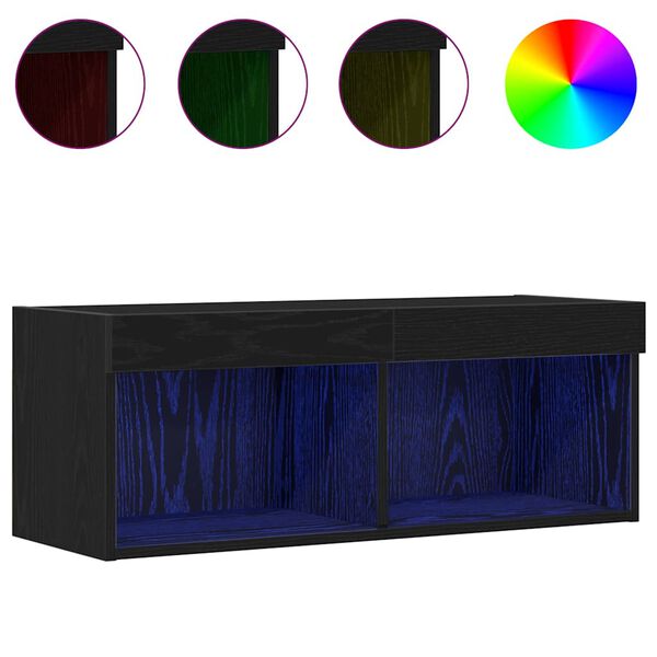 vidaXL Telerikapi komplekt 2 pcs Must tamm 80 x 30 x 30 cm Tehispuit