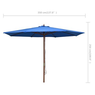 vidaXL päikesevari puust postiga 350 cm, sinine