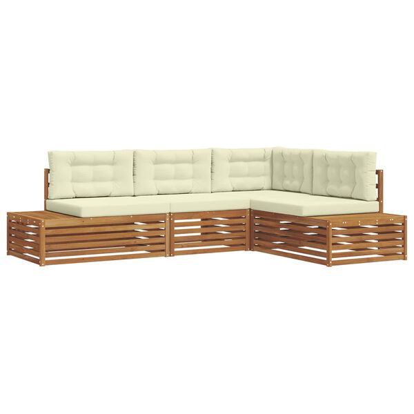 vidaXL V&auml;li diivanikomplekt padjaga 4 T&uuml;kk Looduslik ja kreem