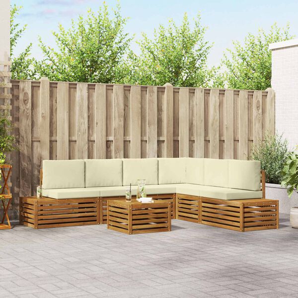 vidaXL V&auml;li diivanikomplekt padjaga 7 T&uuml;kk Looduslik ja kreem