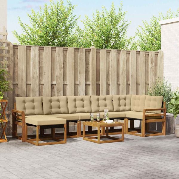 vidaXL V&auml;li diivanikomplekt padjaga 8 pcs Looduslik ja beež