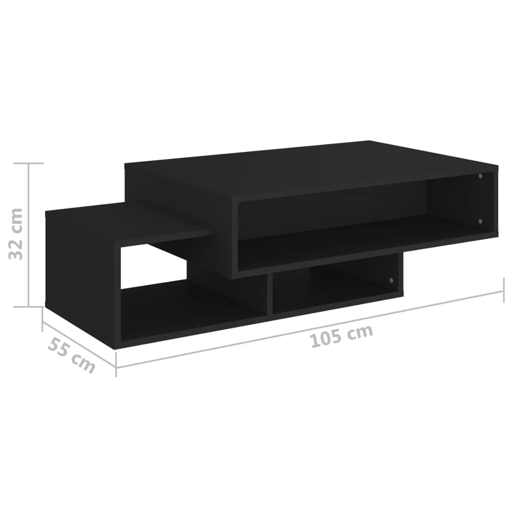 vidaXL kohvilaud, must, 105 x 55 x 32 cm puitlaastplaat