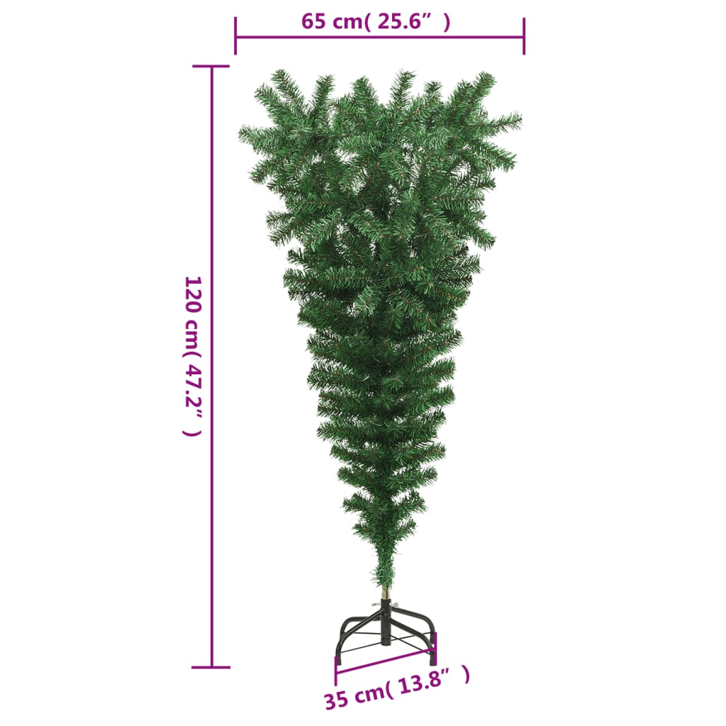 vidaXL tagurpidi kunstkuusk alusega, roheline, 120 cm