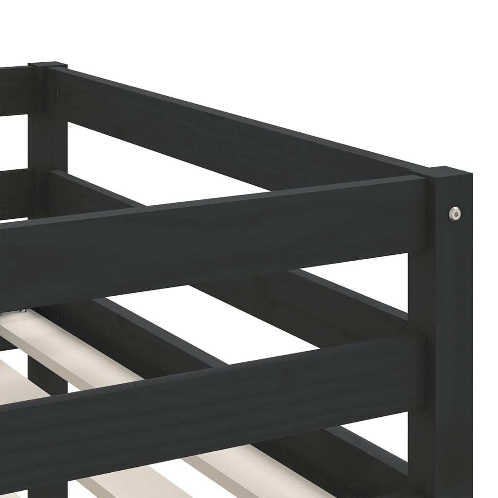 vidaXL laste kõrge voodi redeliga, must, 80 x 200 cm, männipuit
