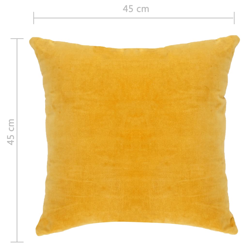 vidaXL diivanipadjad, puuvillasamet, 2 tk, 45 x 45 cm, kollane
