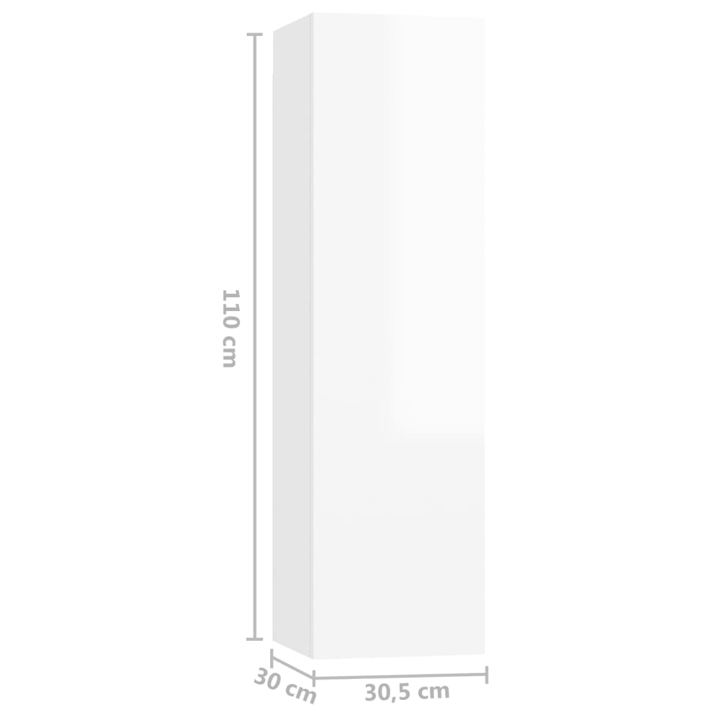 vidaXL 7-osaline telerikapikomplekt, kõrgläikega valge, puitlaastplaat