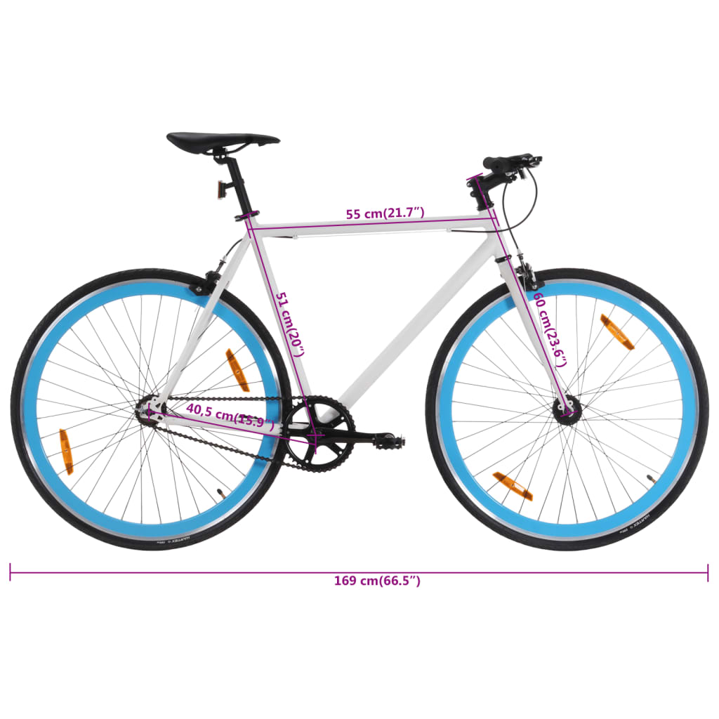vidaXL ühekäiguline jalgratas, valge ja sinine, 700C 51 cm