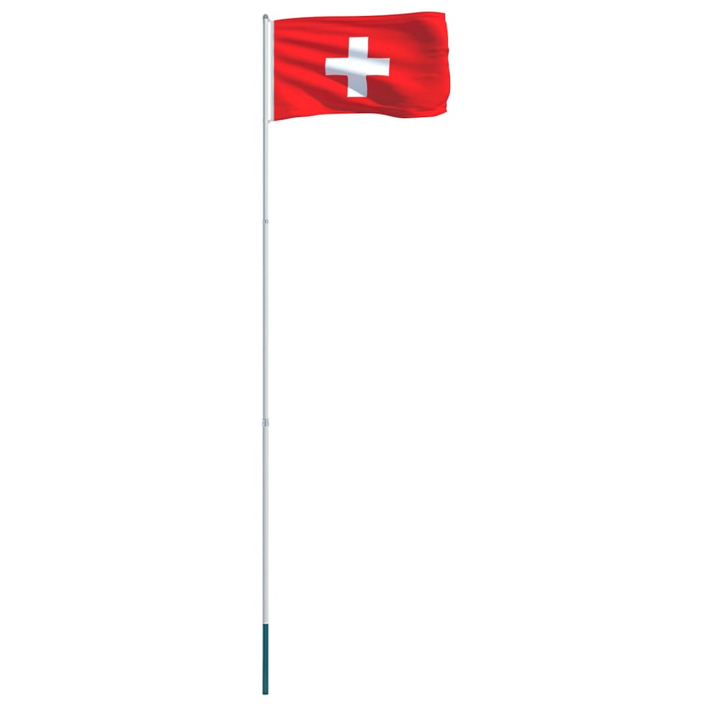 vidaXL Šveitsi lipp ja lipumast, alumiinium, 4 m