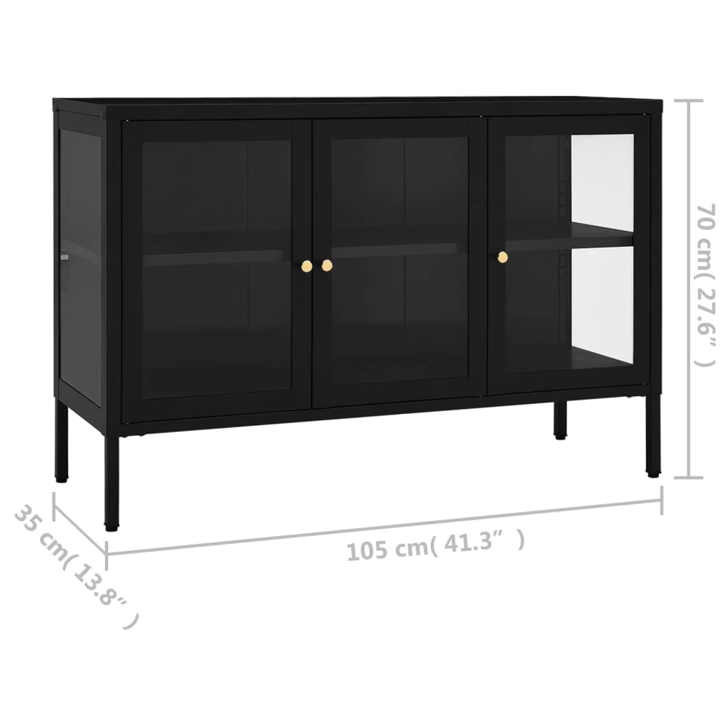 vidaXL puhvetkapp, must, 105 x 35 x 70 cm, teras ja klaas