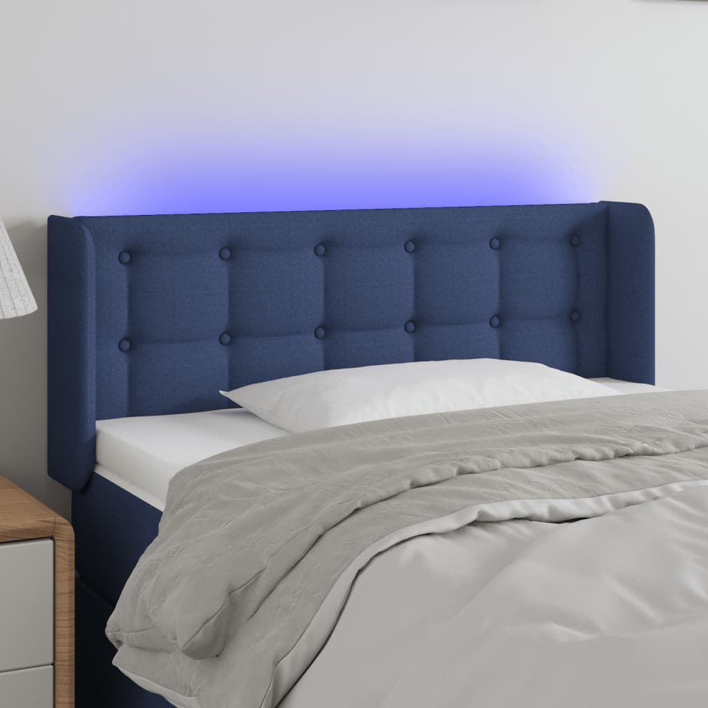 vidaXL LED-voodipeats, sinine, 103x16x78/88 cm, kangas
