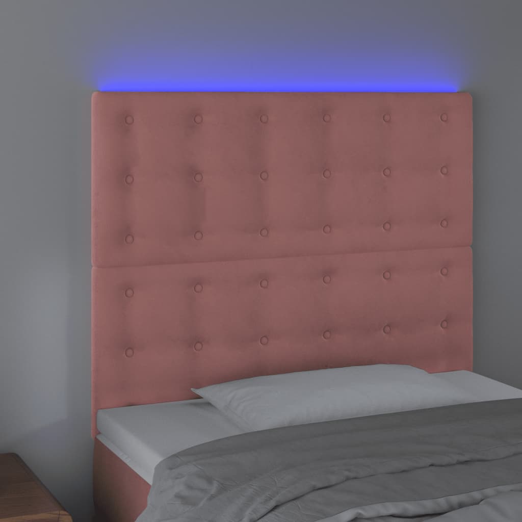 vidaXL LED-voodipeats, roosa, 80x5x118/128 cm, samet