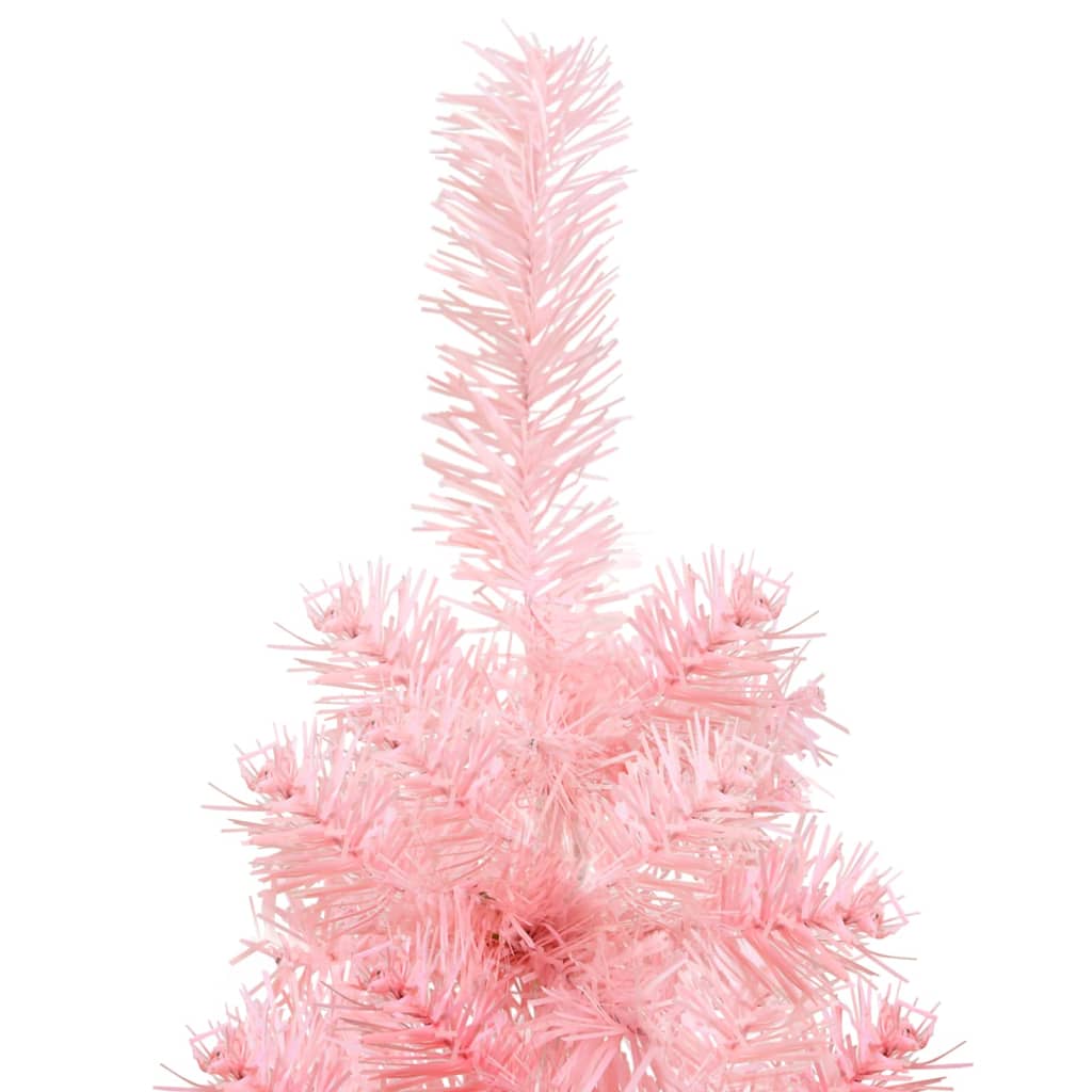 vidaXL kitsas poolik kunstkuusk alusega, roosa, 180 cm