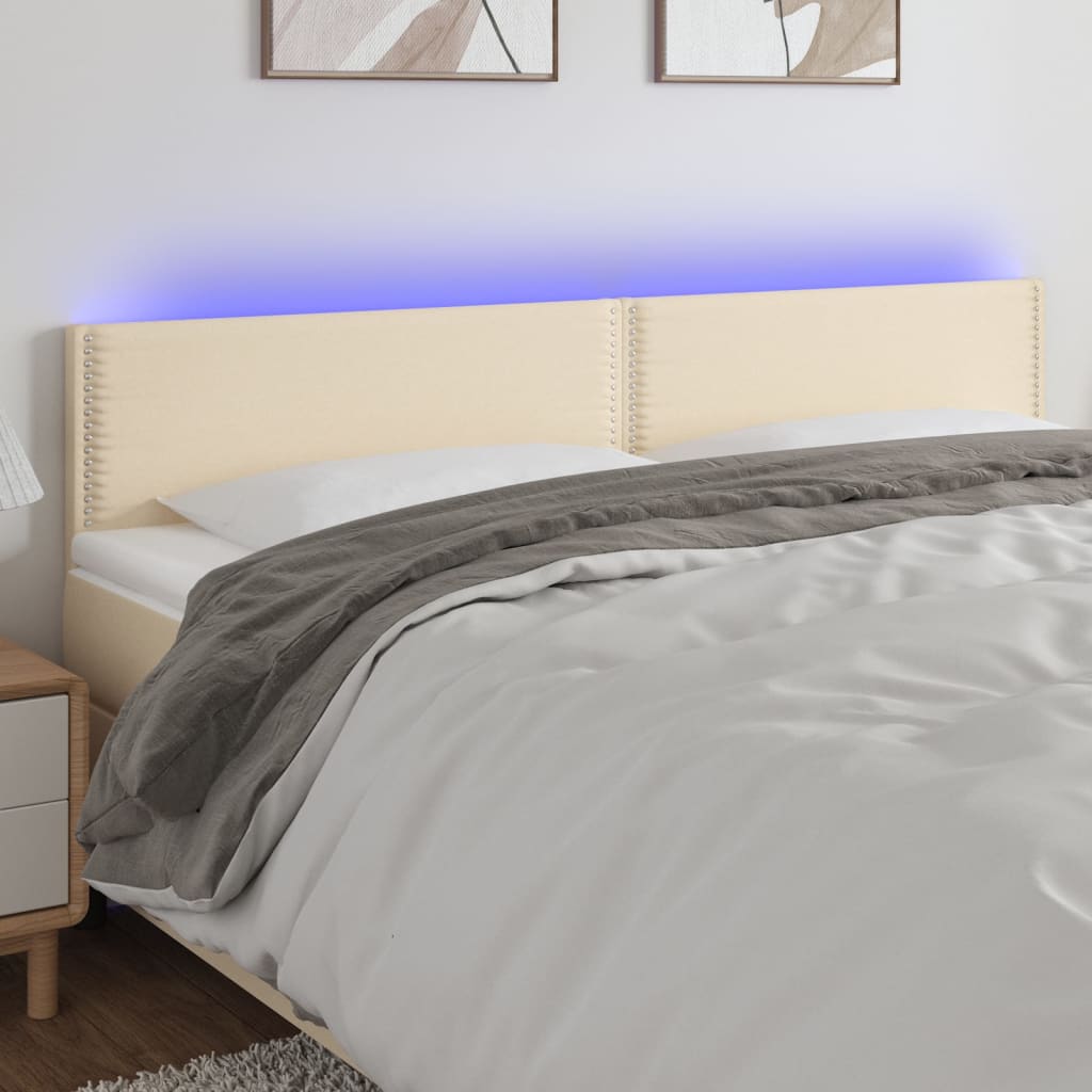 vidaXL LED-voodipeats, kreemjas, 200x5x78/88 cm, kangas