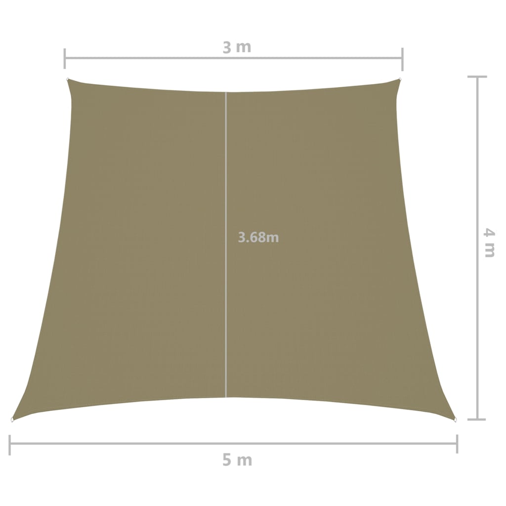 vidaXL oxford-kangast päikesepuri, trapets, 3/5x4 m, beež